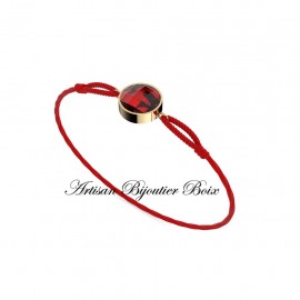 bracelet fil rouge et or 18 carats serti grenat catalan 